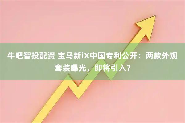 牛吧智投配资 宝马新iX中国专利公开：两款外观套装曝光，即将引入？